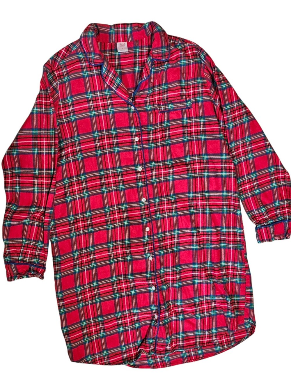 North Pole Trading Co. Red Plaid Flannel Nightshirt Size Large